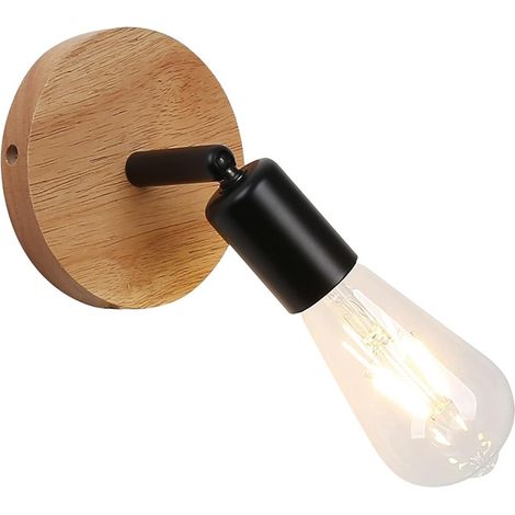 Applique murale pivotante bois naturel et métal noir D6 cm