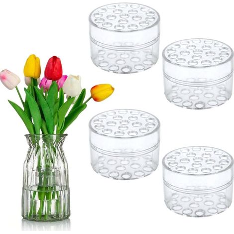 4 Pièces Support de Fleurs pour Vase, Support Spiralé pour Tiges Arrangement Floral et Ikebana, Modèle Transparent pour Bouquet DIY et Décoration de Table (1/5)