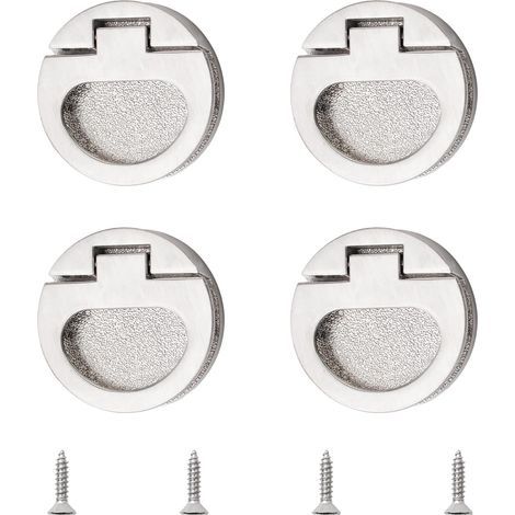 Maniglia ad anello incorporata, 4 pezzi, maniglia per porta a scomparsa, pomello in lega di zinco, maniglia per porta nascosta per cassetto, armadio, cassetto (argento spazzolato) (1/5)