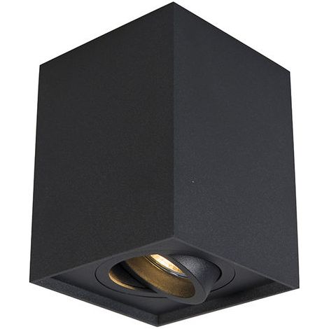 Modern Surface-Mounted Spotlight Black Rotatable and Tiltable - Quadro 1 Up (1/5)
