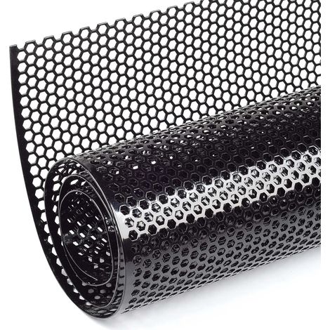 100x33cm Noir grille de course, Taille du trou de Nid d'abeille 6×2mm, grille en aluminium, universels grille de radiateur de voiture (1/5)