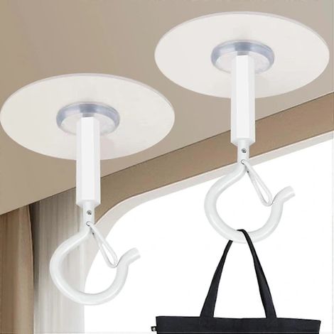 Filiyano-Crochets de plafond autocollants, lot de 2. Crochets autocollants ultra-résistants pour suspendre plantes, lampes, carillons, lanternes, etc. (1/4)