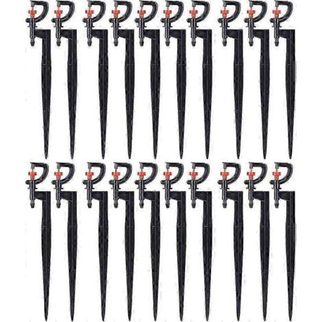 Arroseur à eau, lot de 20, micro-arroseur rotatif à 180° type G, pour l'irrigation de jardins, serres et pelouses, avec tuyau d'irrigation de 20 cm (4/7 pouces).-AquaForge (1/3)