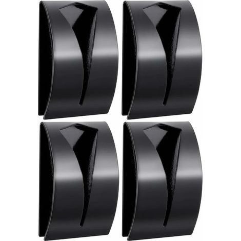 4pcs Black Kitchen Towel Holder, Stainless Steel Self Adhesive Hooks, No Drilling Wall Mounted Towel Rack, Towel Bar (1/4)