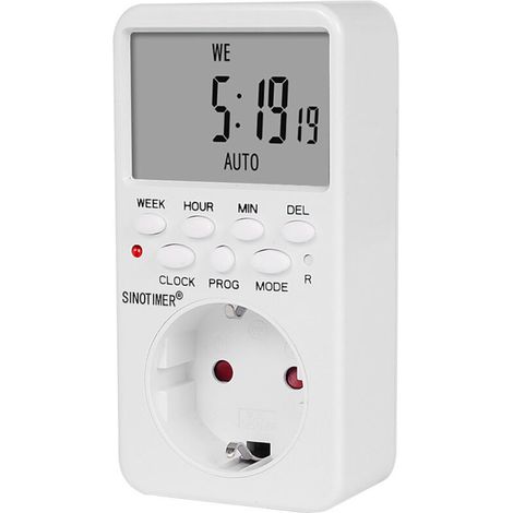 Enchufe electrónico digital programable Crezuo TM519 con temporizador, 220V/120V, 7 días, 12/24 horas.
