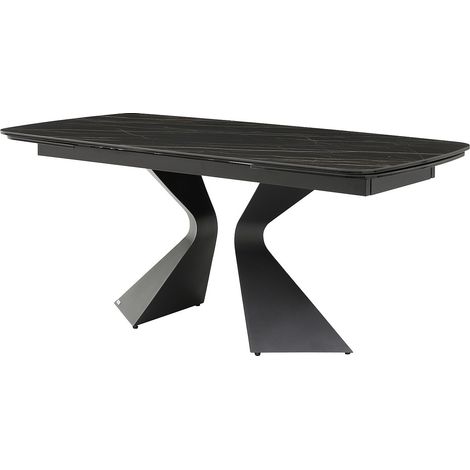 Tavolo da pranzo allun. 6-10px Vetro  Ceramica Metallo Effetto marmo Nero - KAJARI della Maison Céphy