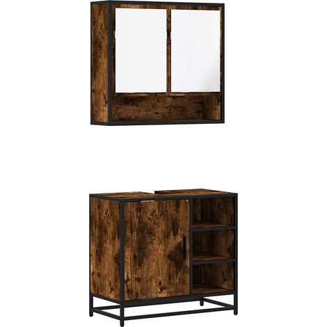 Maison Exclusive - 2-tlg. Badmöbel-Set Räuchereiche Holzwerkstoff