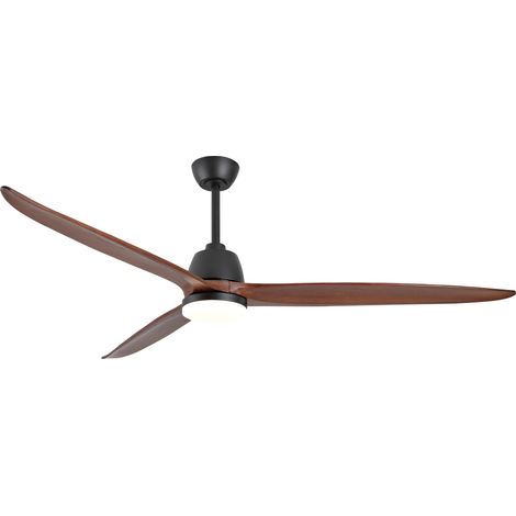 Ventilador de techo con luz 72 pulgadas negro, 3 aspas de madera, motor DC reversible MODENUIT (1/5)