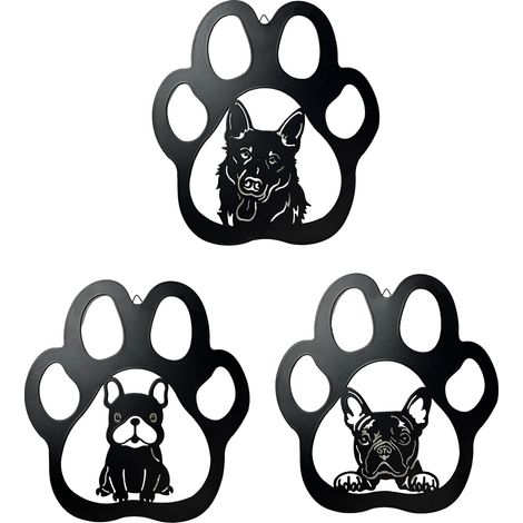 Ctpeng Decorazioni Parete Metallo Cane Set 3 26,4 x 24,6 cm