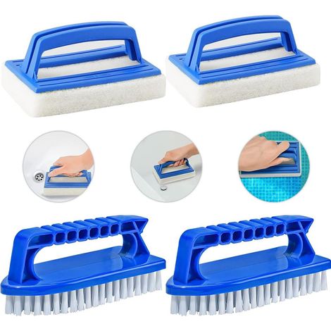 4 brosses éponge pour piscine, pour les parois, le fond, les marches et le carrelage, poils adaptés aux saletés courantes-AquaForge (1/5)