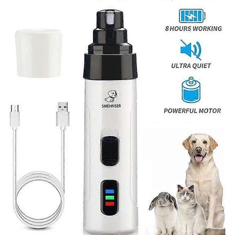 Lime à ongles électrique rechargeable USB sans douleur pour chiens et chats - Outil de soin des griffes silencieux et indolore pour animaux de compagnie