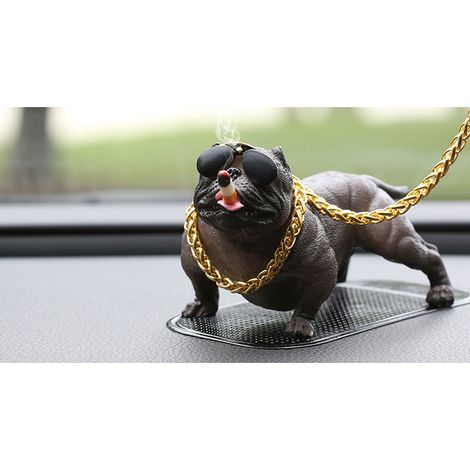 Figurine de chien en résine, reproduction exquise d'une adorable statue de chien, décoration intérieure de voiture, ornement de tableau de bord, gris (1/5)