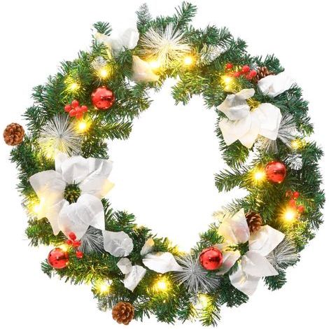 Weihnachtskranz, Weihnachtsdekoration mit grünen LED-Lichtern, 60 cm PVC CFW69430 (1/5)