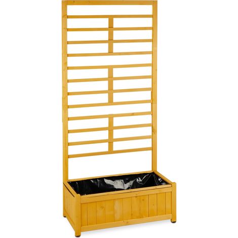 Fioriera rettangolare con grigliato frangivista giardino balcone 100 x 40 x 60 cm in legno di abete naturale 130010770