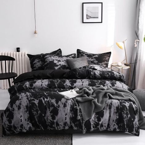 Housse de Couette 240x220 cm,Parure Housse Couette Imprimé en Microfibre avec 2 Taie d'oreiller 50x70cm,Style E1 (1/3)