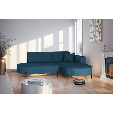 Ecksofa Designersofa VALENCIA XS in Stoff Scala Blau Ottomane Rechts (1/2)