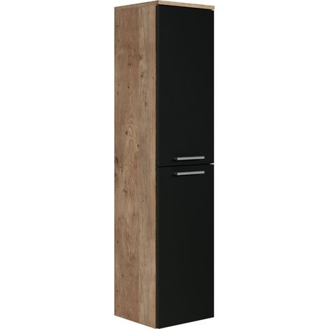 Columna de baño Saturnus 35 x 35 x 130 cm - Roble castaño con ne