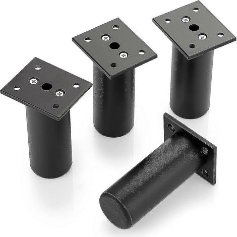 Quatre pieds de meubles réglables de 10 cm (4 pouces), en alliage d'aluminium, rehausseur de hauteur pour meubles et armoires, pieds de remplacement pour meubles à monter soi-même. (1/5)