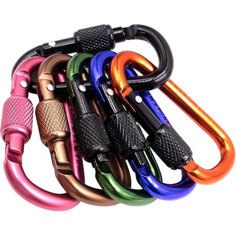 10 Stück 2,24 Zoll große D-förmige Aluminium-Karabiner, Karabiner mit Verriegelung, vielseitig einsetzbare Karabiner für Outdoor-Aktivitäten wie Camping, Angeln, Wandern und Trekking. (1/5)