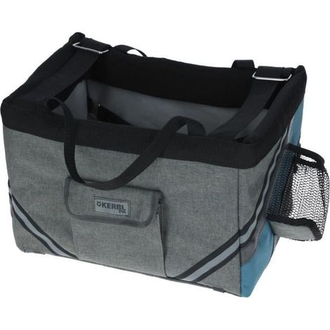 KERBL Bicycle bag for dogs and cats - Vacation - Gray/blue - 38x29x25 cm - Robust fabric (1/5)