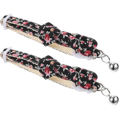 Collar ajustable para gatos con pajarita y cascabel, 10 unidades, color negro. (1/5)