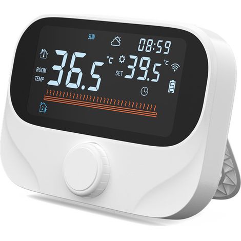 Thermostat Chaudière Connecté WiTH3+WIFI RF, Contrôle à Distance WiFi & RF, Compatible Amazon Alexa/Google Assistant/Xiaodu, Tension 90240V, Dimensions 86×118×24mm, Plage de Mesure 5-50℃, Régulateur T (1/5)