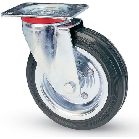 Ruota in gomma per carrello industriale con piastra girevole Ø150x40 mm (1/2)