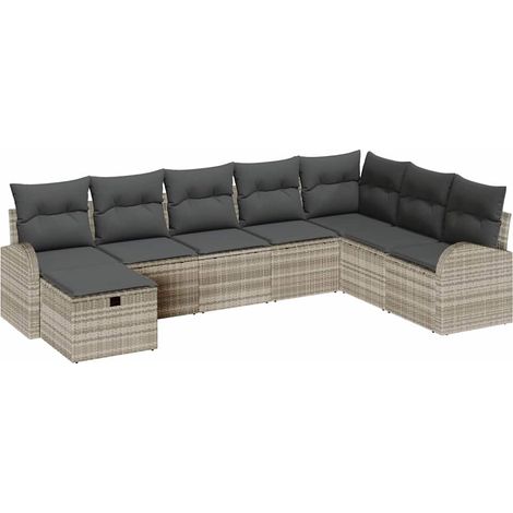 Maison Exclusive - Set di divani con cuscino Grigio chiaro polyrattan