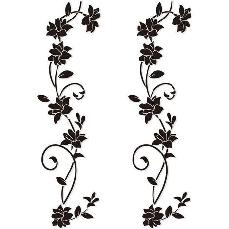 2 Sets Stickers Muraux 105 30cm Fleur de vigne Noir Deisgn en PVC Autocollant Mural pour Enfants Chambre Salon Bureau Resto (1/5)