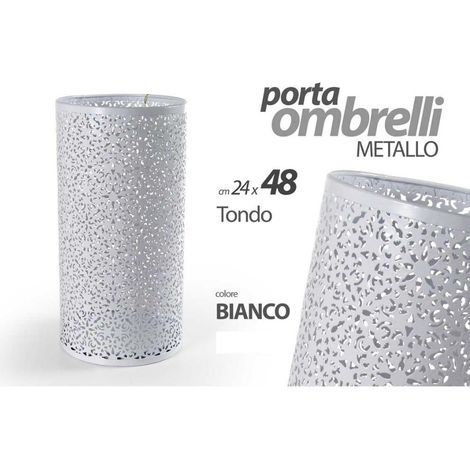 Portaombrelli Salvaspazio in Metallo Tondo Bianco 24 x 48 cm (1/2)