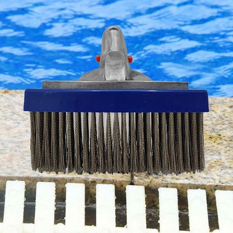 Accessoires de nettoyage de piscine, brosse de balai de piscine avec poils en acier inoxydable, équipement de nettoyage de piscine pour murs, carrelages, sols en une seule pièce (1/3)