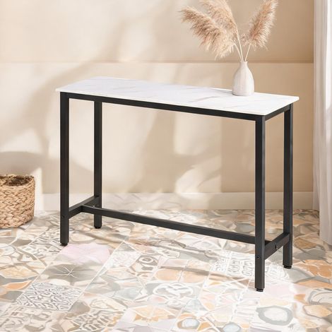 Table de bar blanc aspect marbre Noir 120 x 40 x 100 cm (1/5)