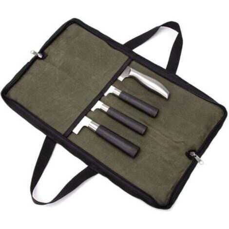 Sacoche à Couteau De Cuisine Etui À Couteaux Vide Porte Couteaux Sac à Couteaux pour Travail Camping Randonné Pique-Nique (Sac sans Couteaux) Vert (1/4)