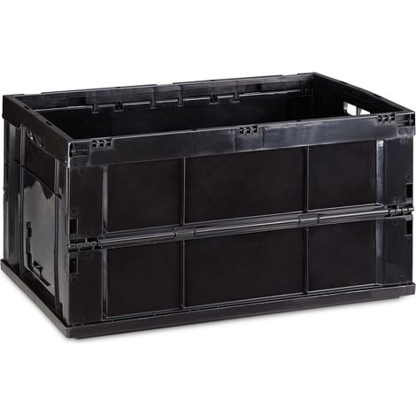 2x Professionelle Transportbox, stabile Klappboxen, Gewerbe, hochwertiger Kunststoff, Qualität, 60 Liter, schwarz