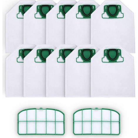 10 sacs d'aspirateur avec 2 filtres HEPA pour Vorwerk Kobold VK200 FP200, micro polaire 5 couches de qualité supérieure pour les personnes allergiques