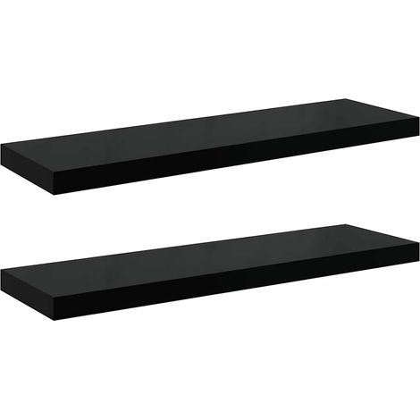 Floating Wall Shelves 2 pcs High Gloss Black 80x23.5x3.8 cm MDF vidaXL