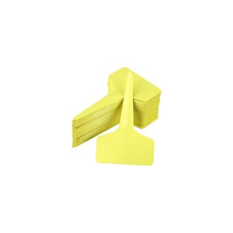 100 wasserfeste, gelbe Kunststoff-Pflanzenstecker (10 x 6 cm) für den Einsatz im Gemüsegarten. – Crezuo