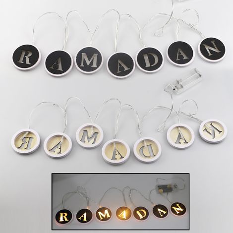 Guirlande Lumineuse Ramadan LED avec Lettres Ajourées en Bois pour Décoration Maison Eid Mubarak (1/5)