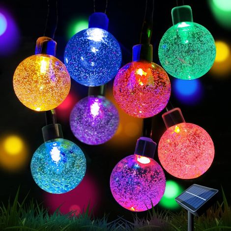 Solarbetriebene Lichterkette für den Garten, 100 LEDs, 12 m lange Kristallkugel-Lichterkette, wasserdicht, 8 Modi, Solar-Dekorationsbeleuchtung für Garten, Terrasse, Hochzeiten, Partys, Weihnachten (1/3)