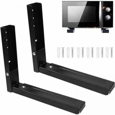Set di 2 staffe da parete per forno a microonde, supporti universali per forno a microonde, include 6 viti, per sostenere forni a microonde (nero)