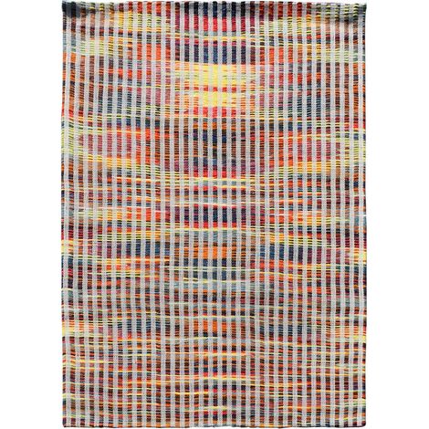 Tapis kilim fait à la main en laine 120x170 rouge et bleu rectangle (1/5)