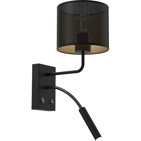 Applique Loft Shade nera oro, lettura, E27+G9 Luminex