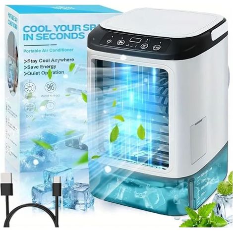 Ventilateur climatiseur portable, double brumisation, réglage en 3 étapes, silencieux, pour la maison-AquaForge