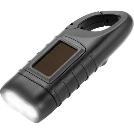 Solar-Taschenlampe, LED-Taschenlampe, Solar- und Kurbel-Taschenlampe für Outdoor-Aktivitäten, Notlicht, Schwarz (1/4)