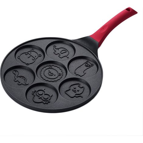 Mini crepera antiadherente con 7 formas de animales, sartén para tortillas infantiles con diseños sonrientes. (1/4)