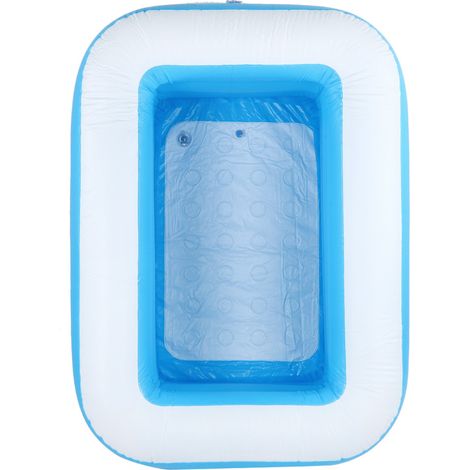Piscine gonflable pour enfants de haute qualité, idéale pour une utilisation à domicile. Grande piscine carrée avec baignoire bleue. (1/5)