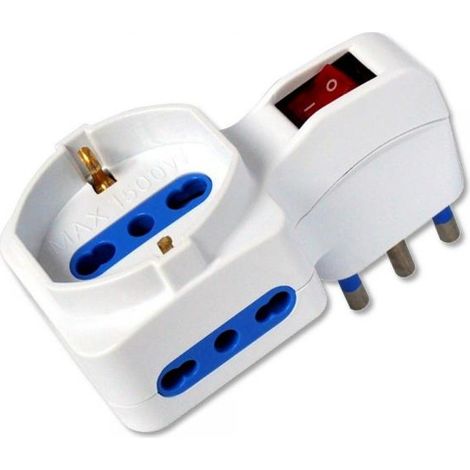 Techly Adattatore con 2 Prese Bipasso e 1 Bipasso/Schuko con Spina 16A (1/3)
