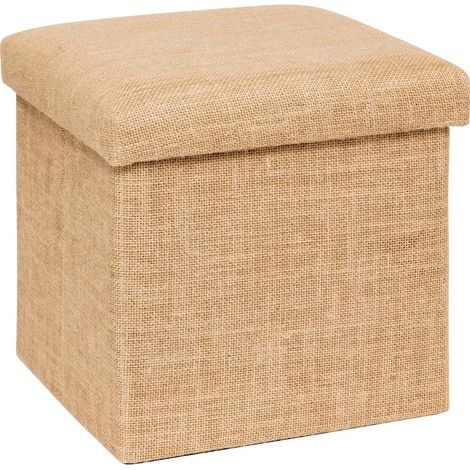 Pouf Coffre Pliant "Toile de Jute" 31cm Naturel