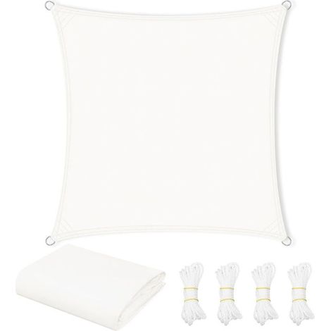 Voile d'ombrage imperméable 4x4 m en polyester PES 200 g/m², protection solaire et anti-UV, beige (1/5)