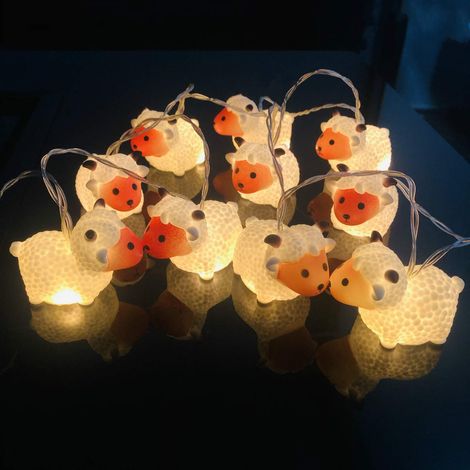 Guirlande lumineuse LED en forme d'animal mignonne,Veilleuse à piles,Pour l'intérieur et l'extérieur, Halloween, Noël, Thanksgiving, la maison, la fête, la chambre à coucher,Décoration (mouton) (1/5)